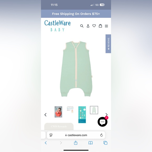 CastleWare Baby Mint Sleeper Bag - Picture 5 of 5